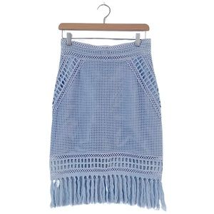 Jonathan Simkhai Blue Crochet Fringe Skirt size Small